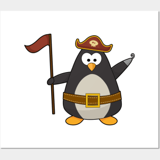 Penguin as Pirate with Pirate belt & Pirate hat Posters and Art